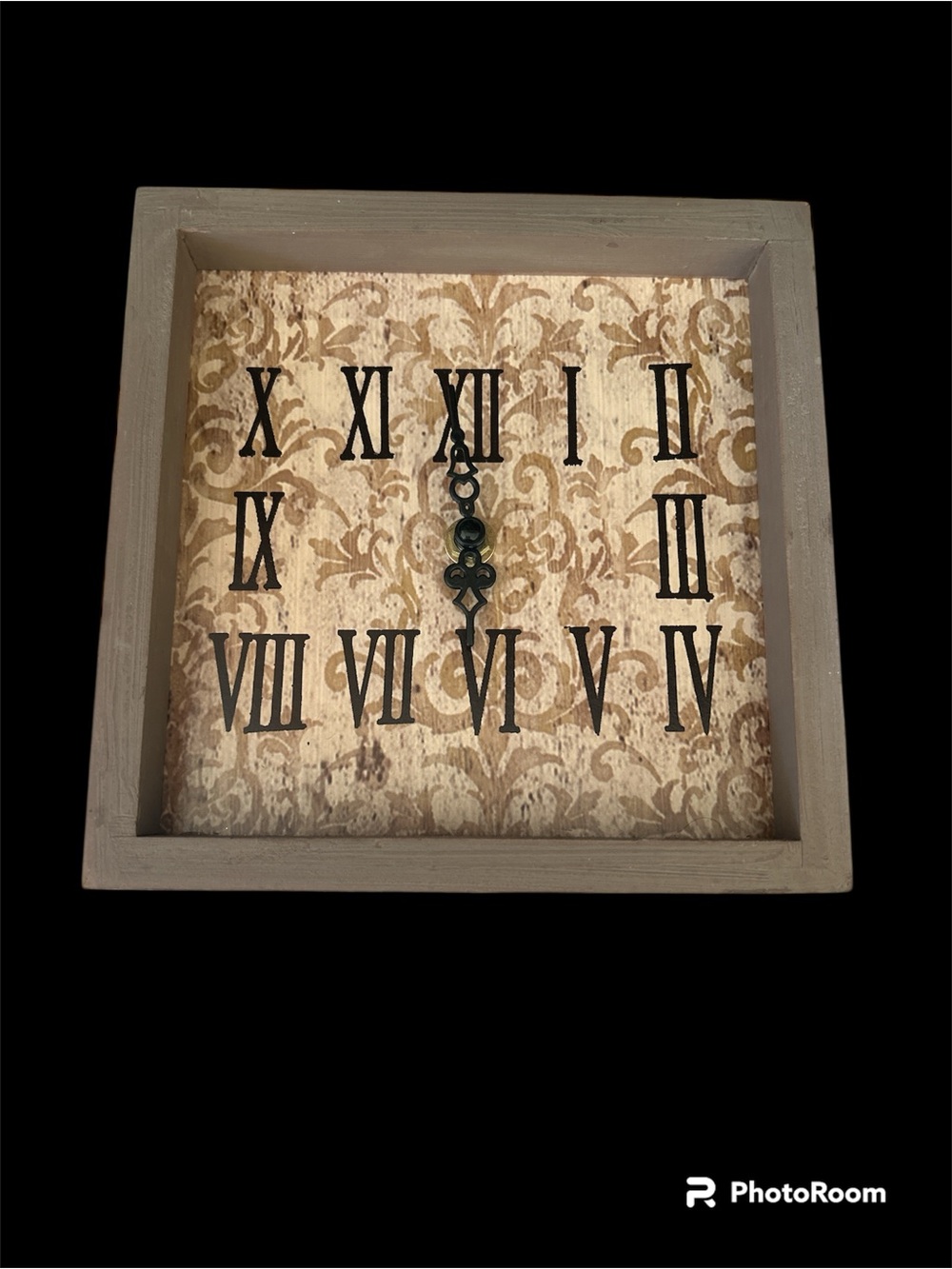 Wall Clock Rustic Roman Numeral look - Gray and Beige:NWT